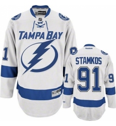 Youth Reebok Tampa Bay Lightning #91 Steven Stamkos Authentic White Away NHL Jersey