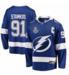 Youth Tampa Bay Lightning #91 Steven Stamkos Fanatics Branded Blue 2020 Stanley Cup Final Bound Home Player Breakaway Jersey