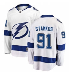Youth Tampa Bay Lightning #91 Steven Stamkos Fanatics Branded White Away Breakaway NHL Jersey