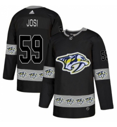 Men's Adidas Nashville Predators #59 Roman Josi Authentic Black Team Logo Fashion NHL Jersey