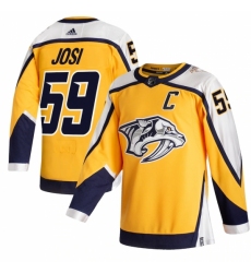 Men's Nashville Predators #59 Roman Josi adidas Yellow 2020-21 Reverse Retro Authentic Player Jersey