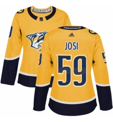 Women's Adidas Nashville Predators #59 Roman Josi Authentic Gold Home NHL Jersey