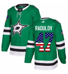Men's Adidas Dallas Stars #47 Alexander Radulov Authentic Green USA Flag Fashion NHL Jersey