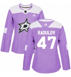 Women's Adidas Dallas Stars #47 Alexander Radulov Authentic Purple Fights Cancer Practice NHL Jersey