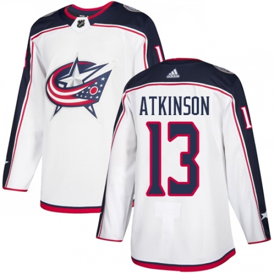 Men's Adidas Columbus Blue Jackets #13 Cam Atkinson White Road Authentic Stitched NHL Jersey Men's Adidas Columbus Blue Jackets #13 Cam Atkinson White Road Authentic Stitched NHL Jersey
