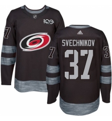 Men's Adidas Carolina Hurricanes #37 Andrei Svechnikov Authentic Black 1917-2017 100th Anniversary NHL Jersey