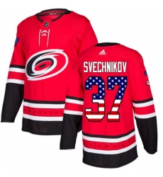 Men's Adidas Carolina Hurricanes #37 Andrei Svechnikov Authentic Red USA Flag Fashion NHL Jersey