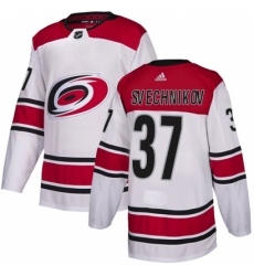 Men's Adidas Carolina Hurricanes #37 Andrei Svechnikov Authentic White Away NHL Jersey