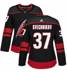 Women's Adidas Carolina Hurricanes #37 Andrei Svechnikov Authentic Black Alternate NHL Jersey