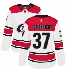 Women's Adidas Carolina Hurricanes #37 Andrei Svechnikov Authentic White Away NHL Jersey
