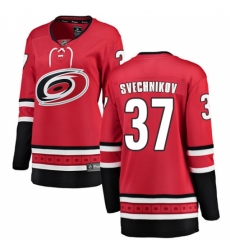Women's Carolina Hurricanes #37 Andrei Svechnikov Authentic Red Home Fanatics Branded Breakaway NHL Jersey