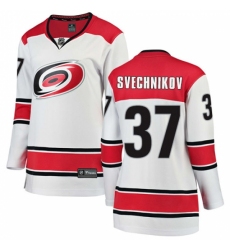 Women's Carolina Hurricanes #37 Andrei Svechnikov Authentic White Away Fanatics Branded Breakaway NHL Jersey