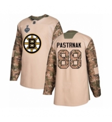 Men's Boston Bruins #88 David Pastrnak Authentic Camo Veterans Day Practice 2019 Stanley Cup Final Bound Hockey Jersey