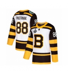 Men's Boston Bruins #88 David Pastrnak Authentic White Winter Classic 2019 Stanley Cup Final Bound Hockey Jersey