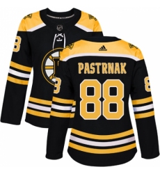 Women's Adidas Boston Bruins #88 David Pastrnak Authentic Black Home NHL Jersey