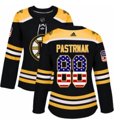 Women's Adidas Boston Bruins #88 David Pastrnak Authentic Black USA Flag Fashion NHL Jersey