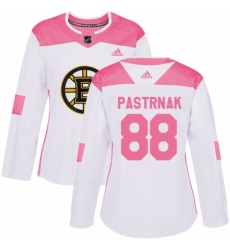 Women's Adidas Boston Bruins #88 David Pastrnak Authentic White/Pink Fashion NHL Jersey