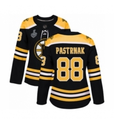 Women's Boston Bruins #88 David Pastrnak Authentic Black Home 2019 Stanley Cup Final Bound Hockey Jersey