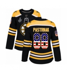 Women's Boston Bruins #88 David Pastrnak Authentic Black USA Flag Fashion 2019 Stanley Cup Final Bound Hockey Jersey