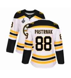 Women's Boston Bruins #88 David Pastrnak Authentic White Away 2019 Stanley Cup Final Bound Hockey Jersey