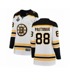 Women's Boston Bruins #88 David Pastrnak Authentic White Away Fanatics Branded Breakaway 2019 Stanley Cup Final Bound Hockey Jersey