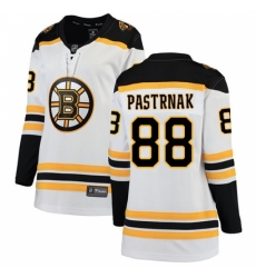 Women's Boston Bruins #88 David Pastrnak Authentic White Away Fanatics Branded Breakaway NHL Jersey
