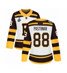 Women's Boston Bruins #88 David Pastrnak Authentic White Winter Classic 2019 Stanley Cup Final Bound Hockey Jersey