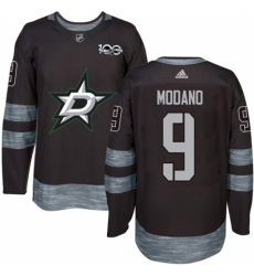 Men's Adidas Dallas Stars #9 Mike Modano Authentic Black 1917-2017 100th Anniversary NHL Jersey