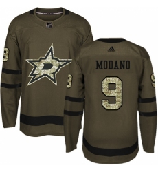 Men's Adidas Dallas Stars #9 Mike Modano Authentic Green Salute to Service NHL Jersey