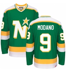 Men's CCM Dallas Stars #9 Mike Modano Authentic Green Throwback NHL Jersey