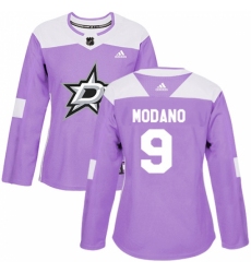 Women's Adidas Dallas Stars #9 Mike Modano Authentic Purple Fights Cancer Practice NHL Jersey