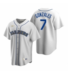Men's Nike Seattle Mariners #7 Marco Gonzales White Cooperstown Collection Home Stitched Baseball Jersey