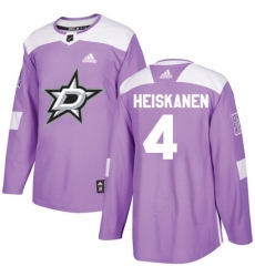 Men's Adidas Dallas Stars #4 Miro Heiskanen Authentic Purple Fights Cancer Practice NHL Jersey