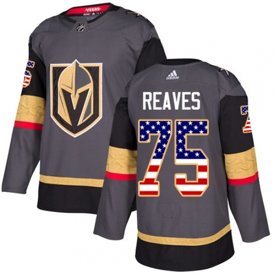 Men's Adidas Vegas Golden Knights #75 Ryan Reaves Authentic Gray USA Flag Fashion NHL Jersey Men's Adidas Vegas Golden Knights #75 Ryan Reaves Authentic Gray USA Flag Fashion NHL Jersey