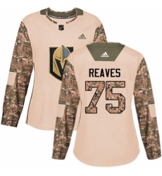 Women's Adidas Vegas Golden Knights #75 Ryan Reaves Authentic Camo Veterans Day Practice NHL Jersey