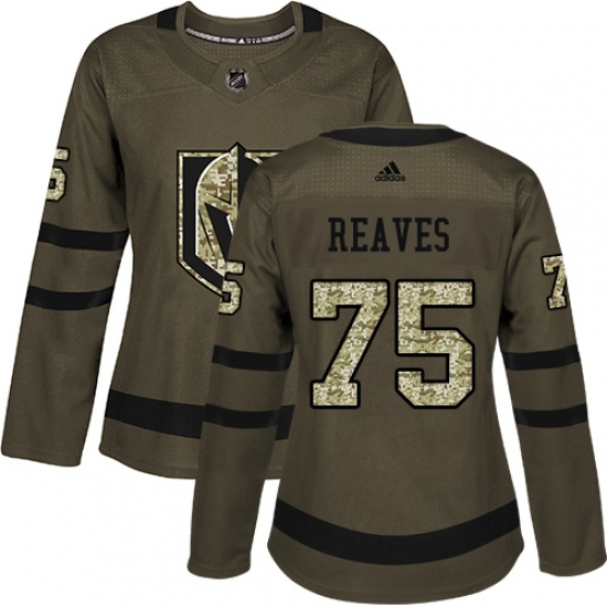 Women's Adidas Vegas Golden Knights #75 Ryan Reaves Authentic Green Salute to Service NHL Jersey Women's Adidas Vegas Golden Knights #75 Ryan Reaves Authentic Green Salute to Service NHL Jersey