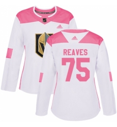 Women's Adidas Vegas Golden Knights #75 Ryan Reaves Authentic White Pink Fashion NHL Jersey