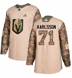 Men's Adidas Vegas Golden Knights #71 William Karlsson Authentic Camo Veterans Day Practice NHL Jersey