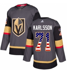 Men's Adidas Vegas Golden Knights #71 William Karlsson Authentic Gray USA Flag Fashion NHL Jersey
