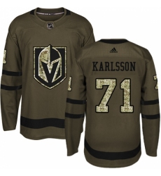 Men's Adidas Vegas Golden Knights #71 William Karlsson Authentic Green Salute to Service NHL Jersey