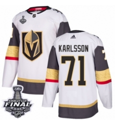 Men's Adidas Vegas Golden Knights #71 William Karlsson Authentic White Away 2018 Stanley Cup Final NHL Jersey