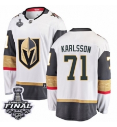 Men's Vegas Golden Knights #71 William Karlsson Authentic White Away Fanatics Branded Breakaway 2018 Stanley Cup Final NHL Jersey