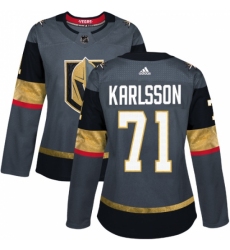 Women's Adidas Vegas Golden Knights #71 William Karlsson Authentic Gray Home NHL Jersey