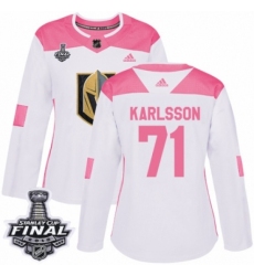 Women's Adidas Vegas Golden Knights #71 William Karlsson Authentic White/Pink Fashion 2018 Stanley Cup Final NHL Jersey