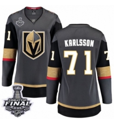 Women's Vegas Golden Knights #71 William Karlsson Authentic Black Home Fanatics Branded Breakaway 2018 Stanley Cup Final NHL Jersey
