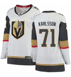 Women's Vegas Golden Knights #71 William Karlsson Authentic White Away Fanatics Branded Breakaway NHL Jersey
