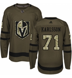 Youth Adidas Vegas Golden Knights #71 William Karlsson Authentic Green Salute to Service NHL Jersey