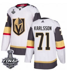 Youth Adidas Vegas Golden Knights #71 William Karlsson Authentic White Away 2018 Stanley Cup Final NHL Jersey