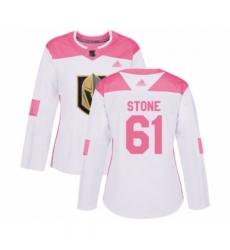 Women's Vegas Golden Knights #61 Mark Stone Authentic White Pink Fashion Hockey Jersey