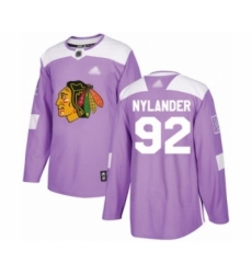 Men's Chicago Blackhawks #92 Alexander Nylander Authentic Purple Fights Cancer Practice Hockey Jersey